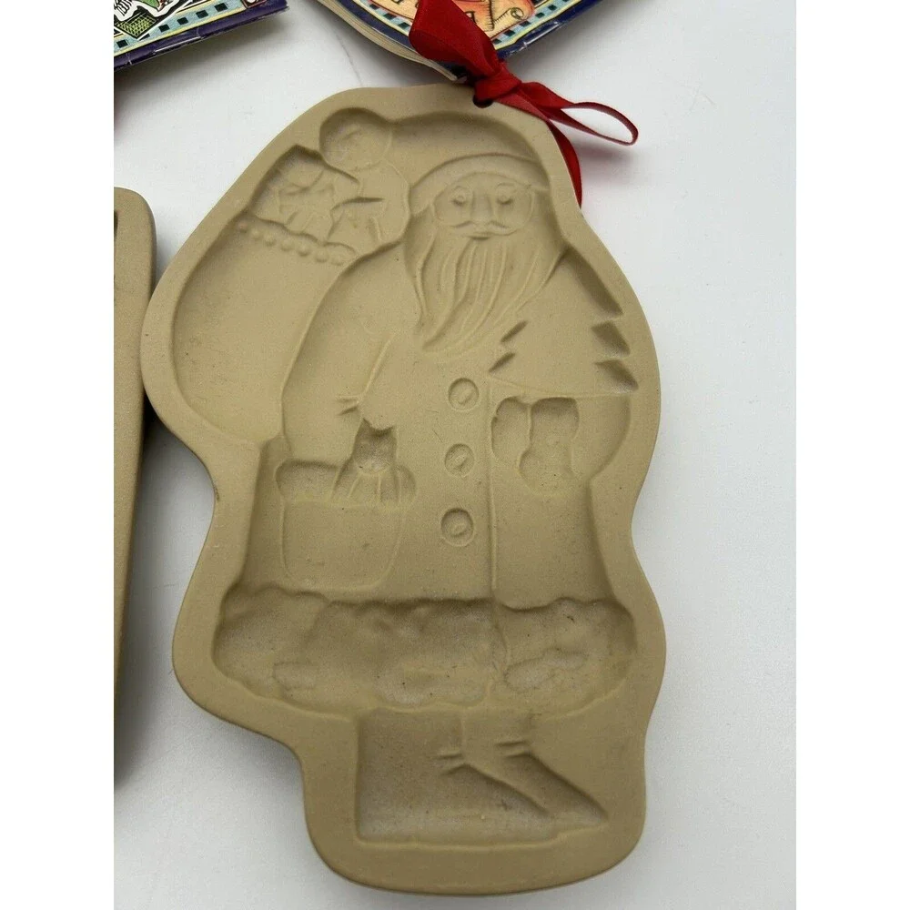 3-Brown Bag Cookie Art and Craft Molds 1983, 1989 and 1997 Christmas Molds